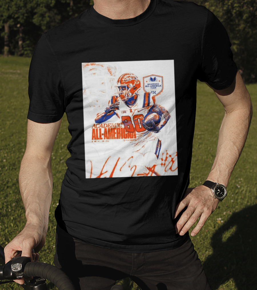 Academic All American Hank Beatty 80 Illinois Fighting Illini Football Team T-Shirt