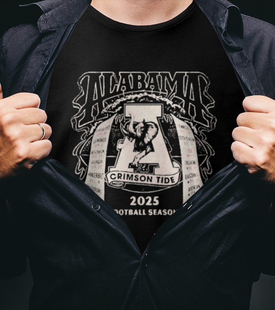 Alabama Crimson Tide 2025 Football Season Retro Schedule T-Shirt