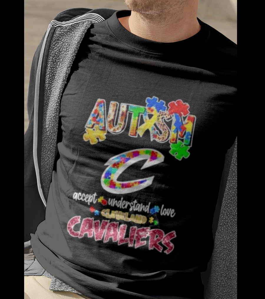 Autism Accept Understand Love Cleveland Cavaliers Puzzles T-Shirt