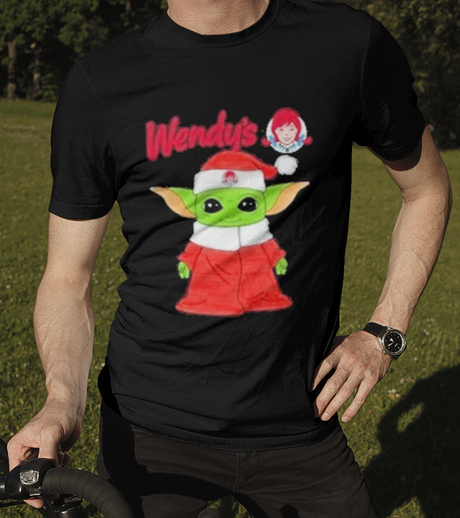Wendy's Baby Yoda Santa Christmas T-Shirt