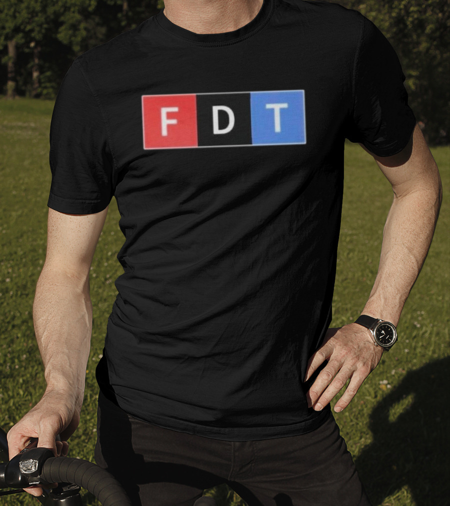 FDT Anti Trump Red Black Blue Block Letters T-Shirt