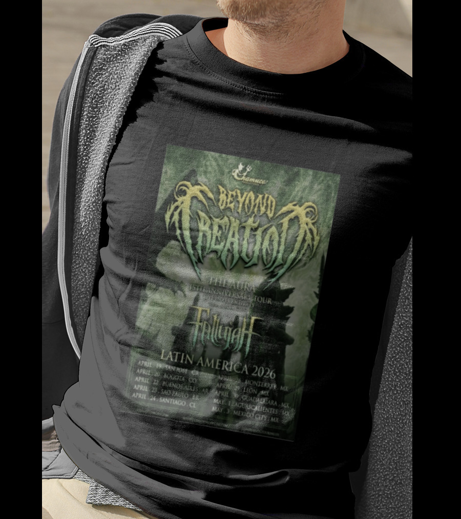Beyond Creation Fallujah Aura 15th Anniversary Latin America 2026 Tour Dates T-Shirt
