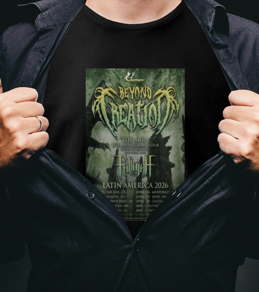Beyond Creation Fallujah Aura 15th Anniversary Latin America 2026 Tour Dates T-Shirt