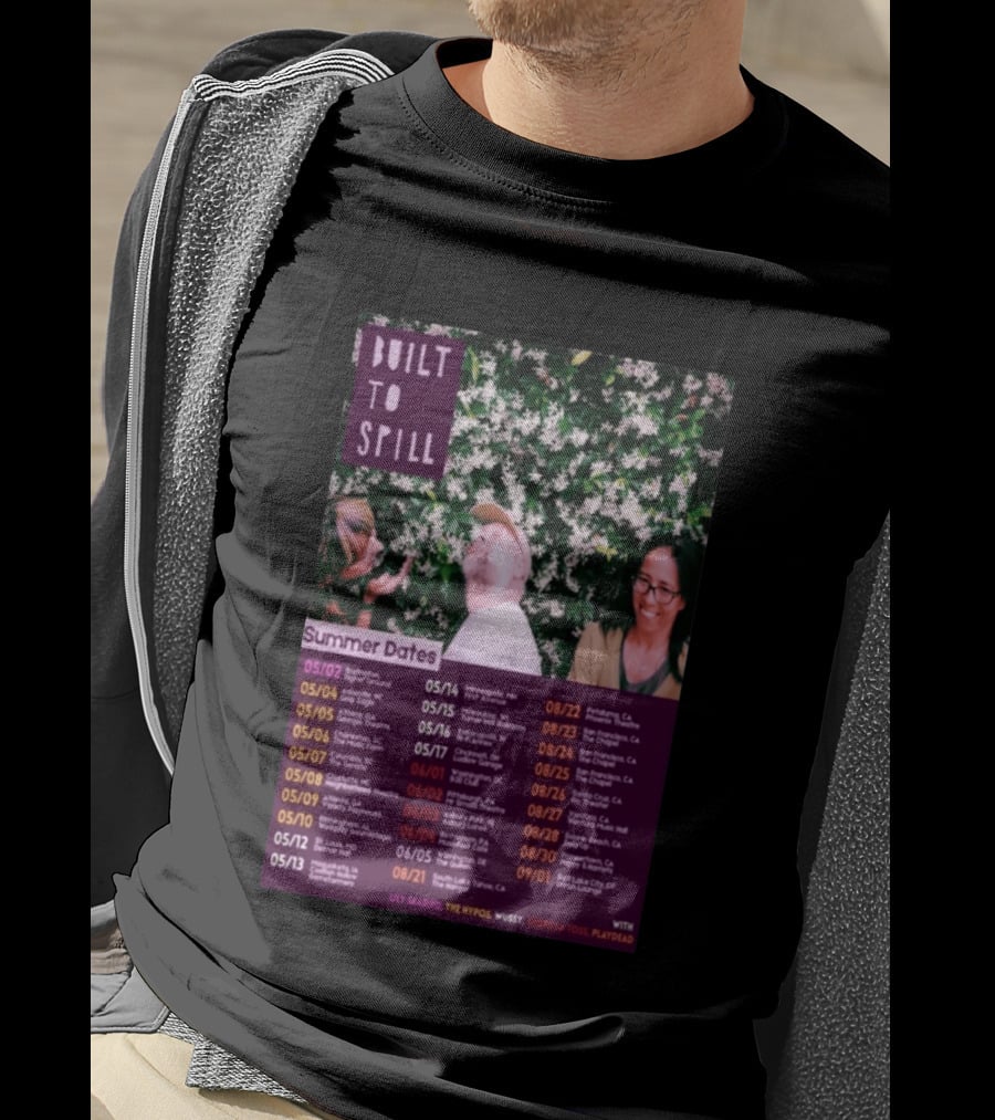 Built To Spill Summer Dates Tour 2026 Lily Seabird The Hypos Wussy Guerilla Toss Playdate T-Shirt