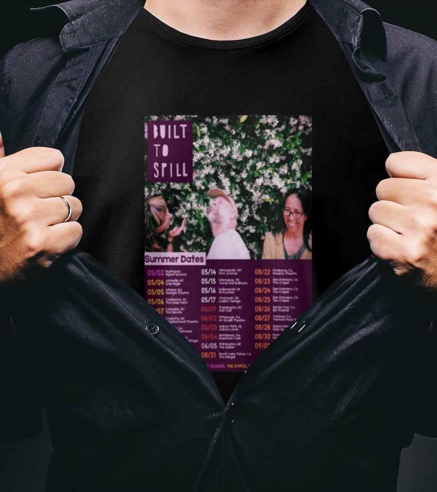 Built To Spill Summer Dates Tour 2026 Lily Seabird The Hypos Wussy Guerilla Toss Playdate T-Shirt