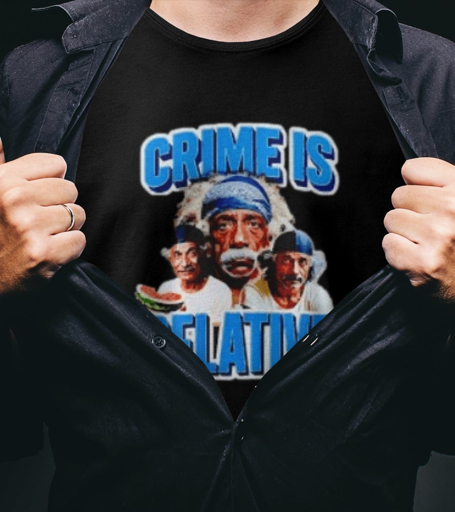 Crime Is Relative Albert Einstein Bandana Blue Font T-Shirt