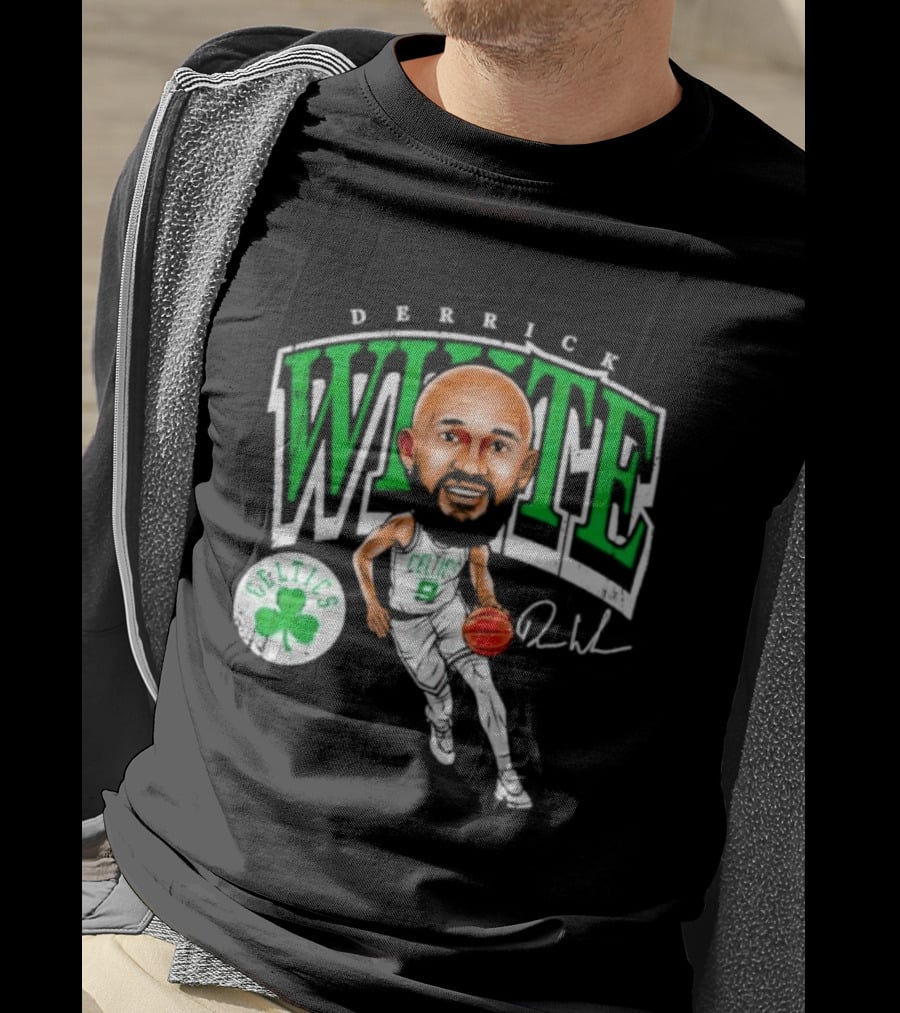 Derrick White Celtics Basketball 9 Signature Cartoon T-Shirt