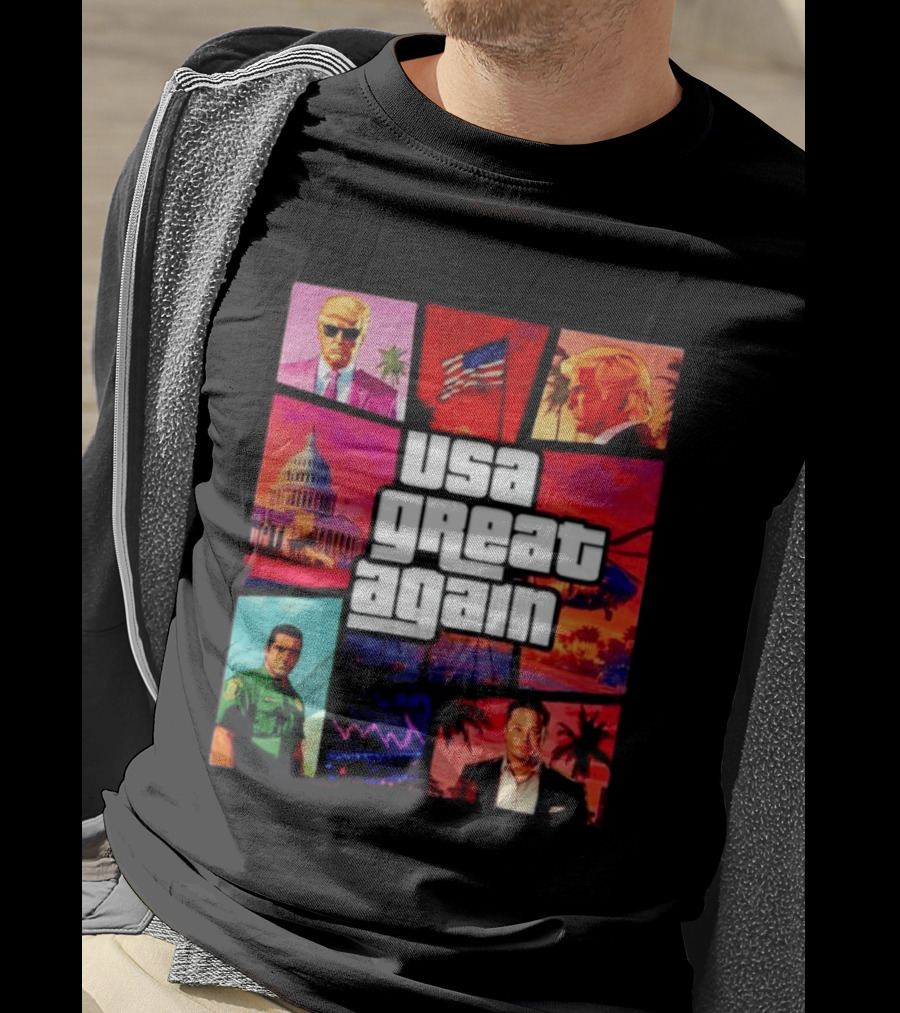 Donald Trump Elon Musk USA Great Again Capitol Flag T-Shirt