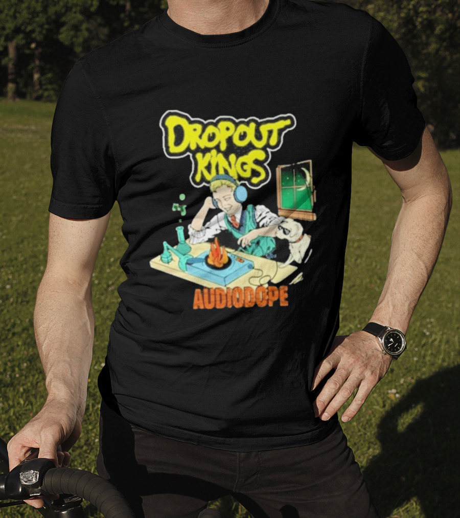 Dropout Kings Audio Dope Scientist Listening With Headphones And Chemistry Setup T-Shirt