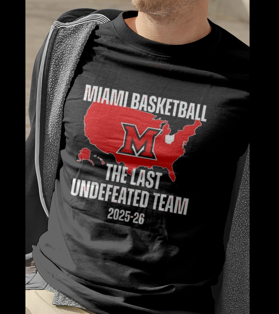 Miami Basketball RedHawks The Last Undefeated Team 2025 26 USA Map T-Shirt