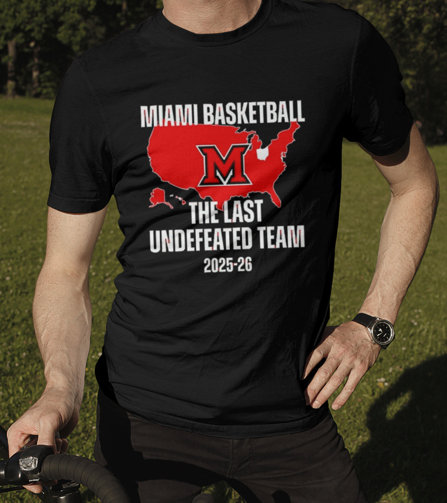 Miami Basketball RedHawks The Last Undefeated Team 2025 26 USA Map T-Shirt