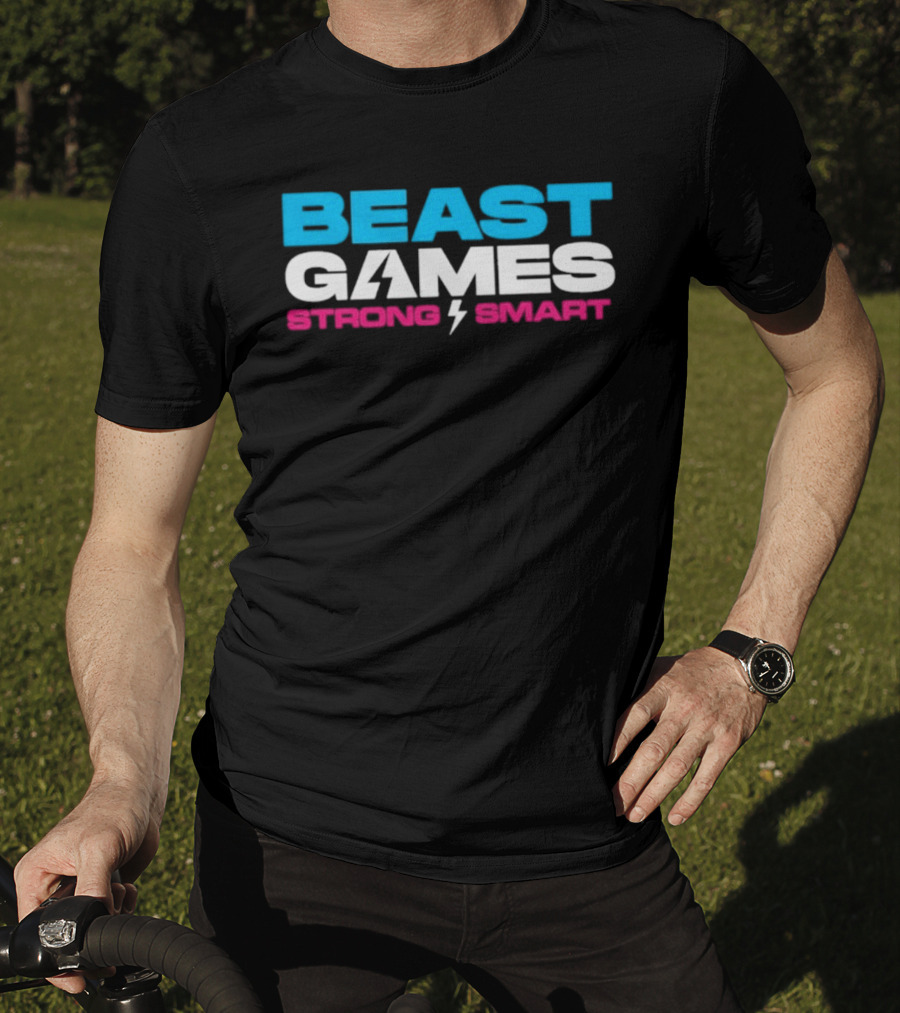 Beast Games Strong Smart MrBeast Lightning Bolt T-Shirt