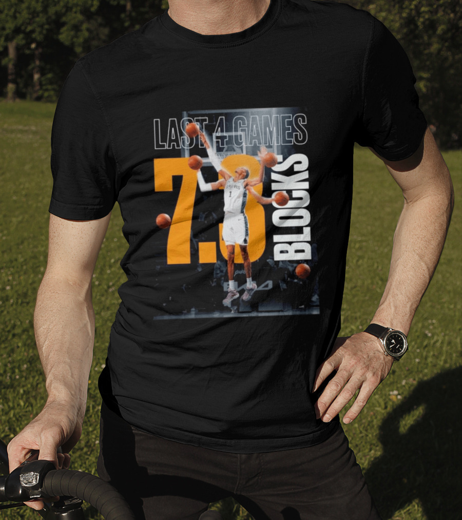 Victor Wembanyama Spurs Last 4 Games 7.3 Blocks Performance T-Shirt