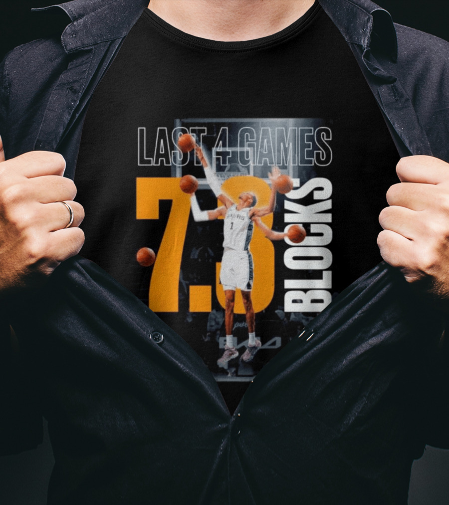 Victor Wembanyama Spurs Last 4 Games 7.3 Blocks Performance T-Shirt