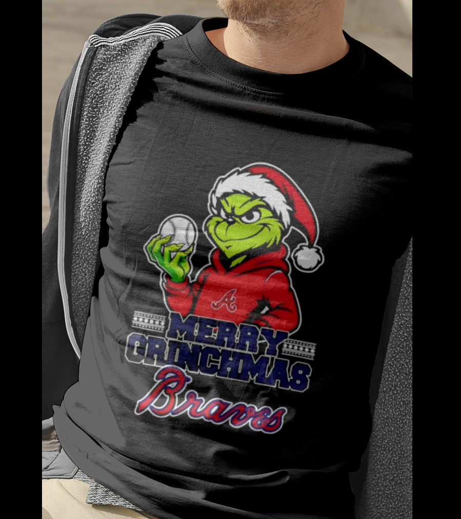 Atlanta Braves Grinch Santa Merry Grinchmas 2025 T-Shirt
