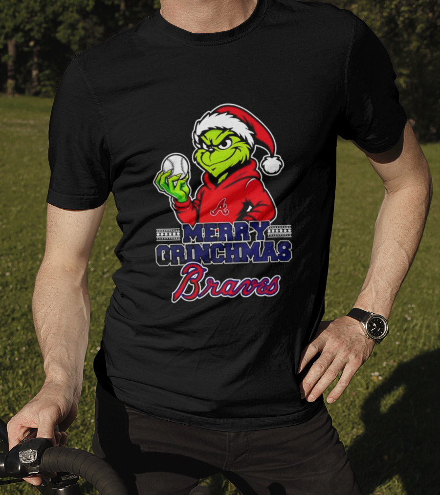 Atlanta Braves Grinch Santa Merry Grinchmas 2025 T-Shirt