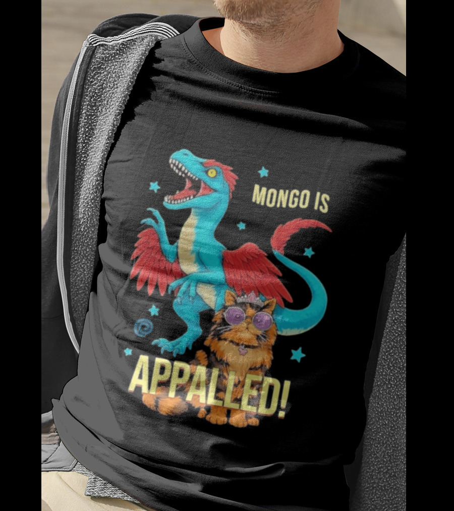Mongo Is Appalled Princess Cat Riding Dinosaur With Stars T-Shirt