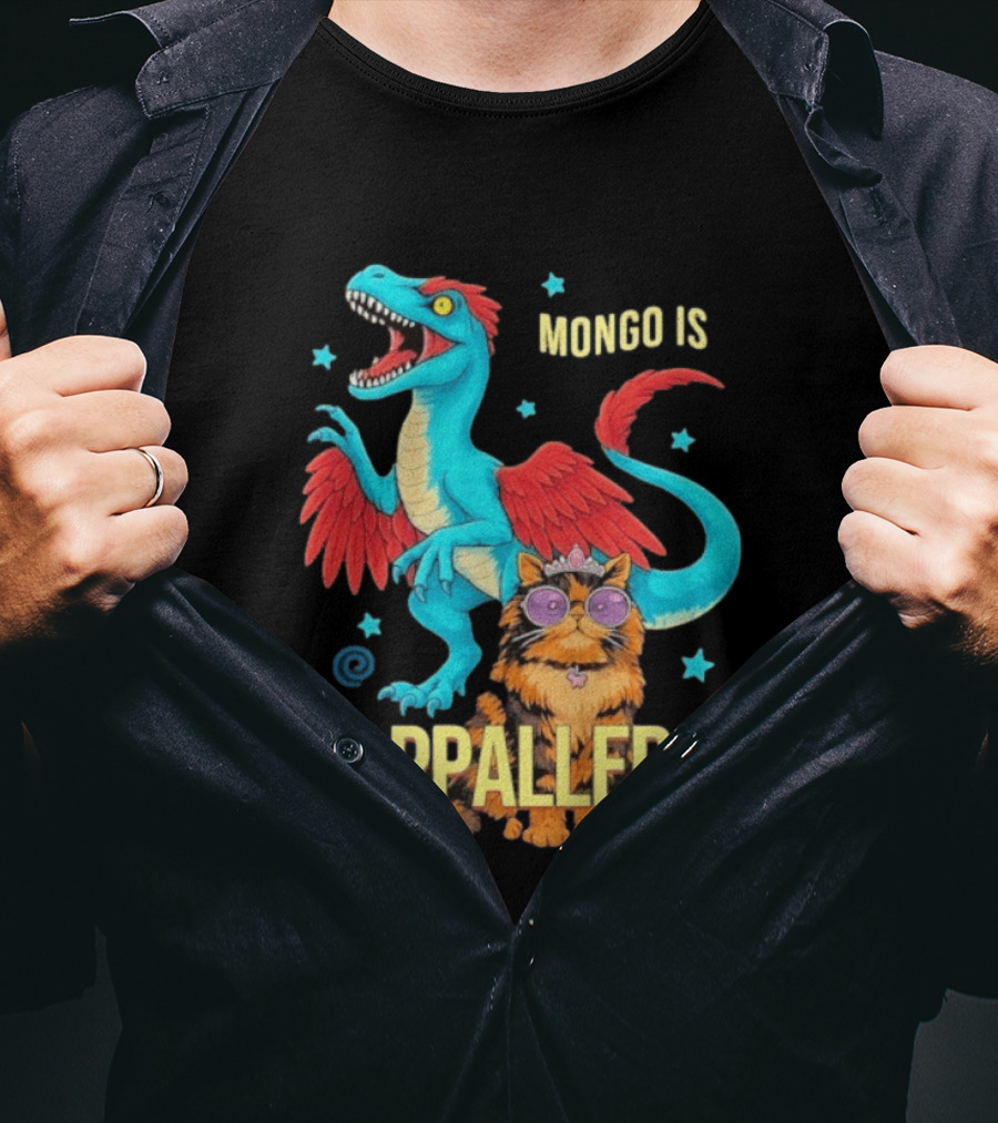Mongo Is Appalled Princess Cat Riding Dinosaur With Stars T-Shirt