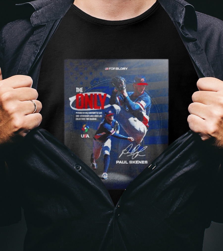 FORGLORY USA Baseball Paul Skenes The Only Pitcher In MLB History 380 Strikeouts And Sub 3.00 ERA T-Shirt