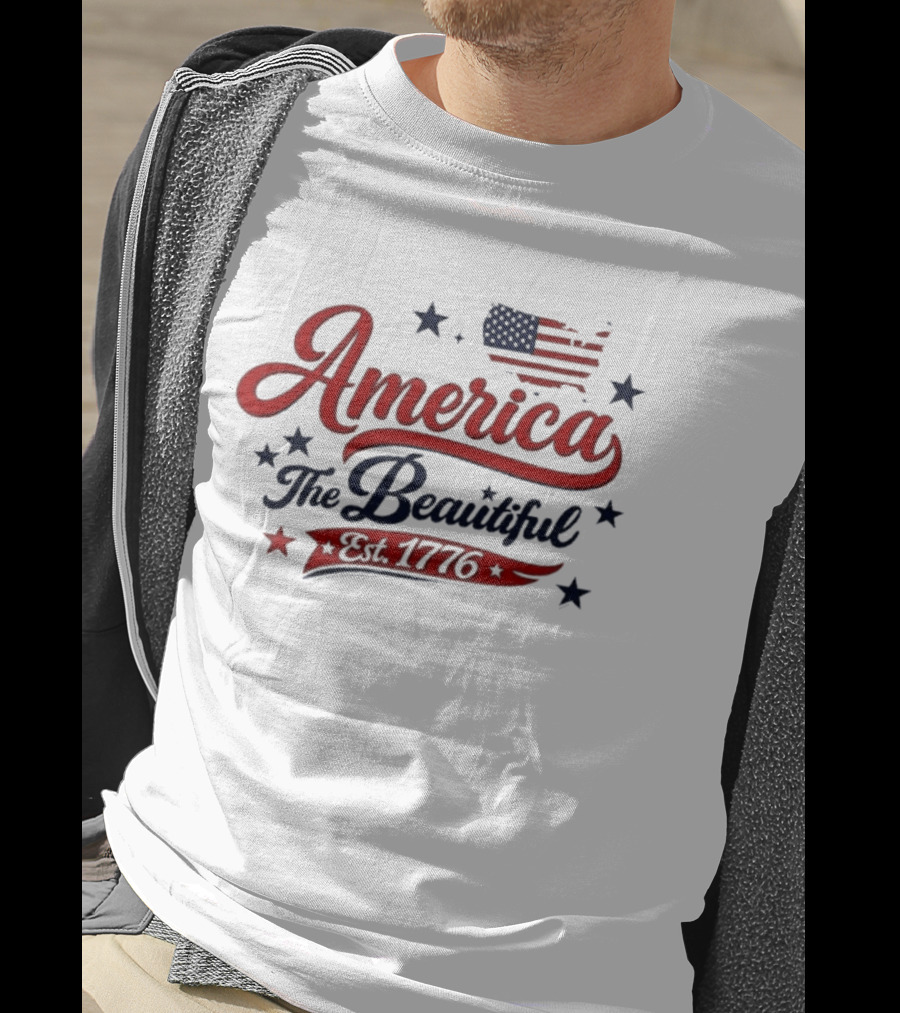 America The Beautiful Est 1776 Flag Stars Patriotic T-Shirt
