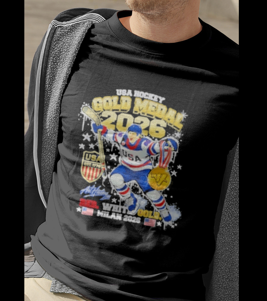 USA Hockey Gold Medal 2026 White Gold Milan 2026 USA T-Shirt