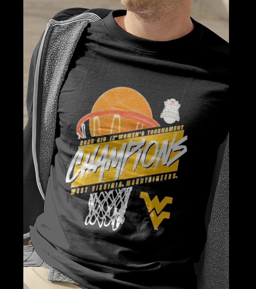2026 Big 12 Women's Tournament Champions West Virginia Mountaineers Basketball T-Shirt