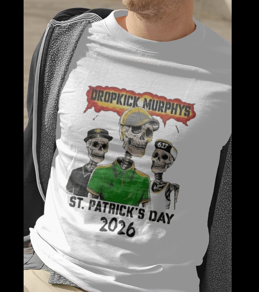 Dropkick Murphys St Patrick's Day 2026 Skeleton Trio 617 T-Shirt