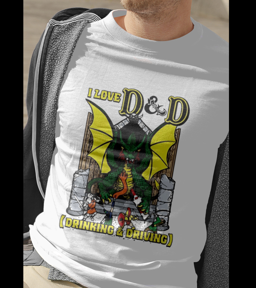 I Love D&D Drinking & Driving Dragon T-Shirt