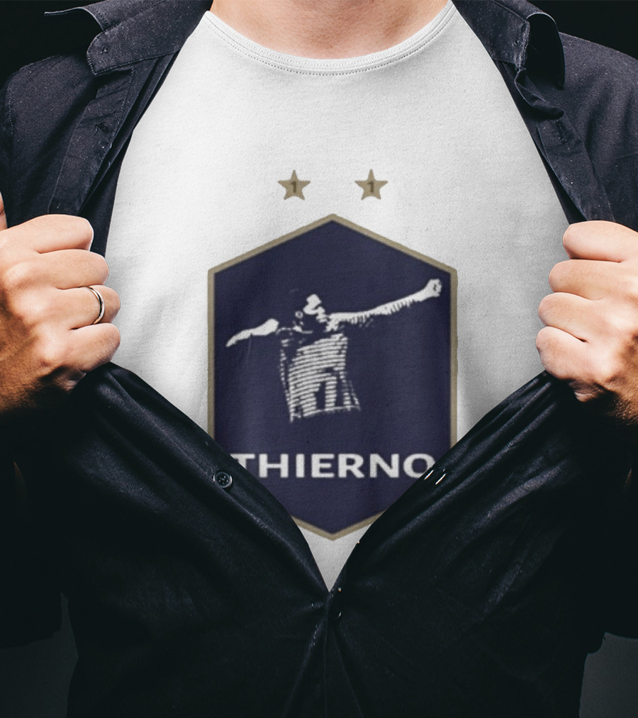 Thierno Barry Blue Hexagonal Emblem Soccer Celebration Stars T-Shirt