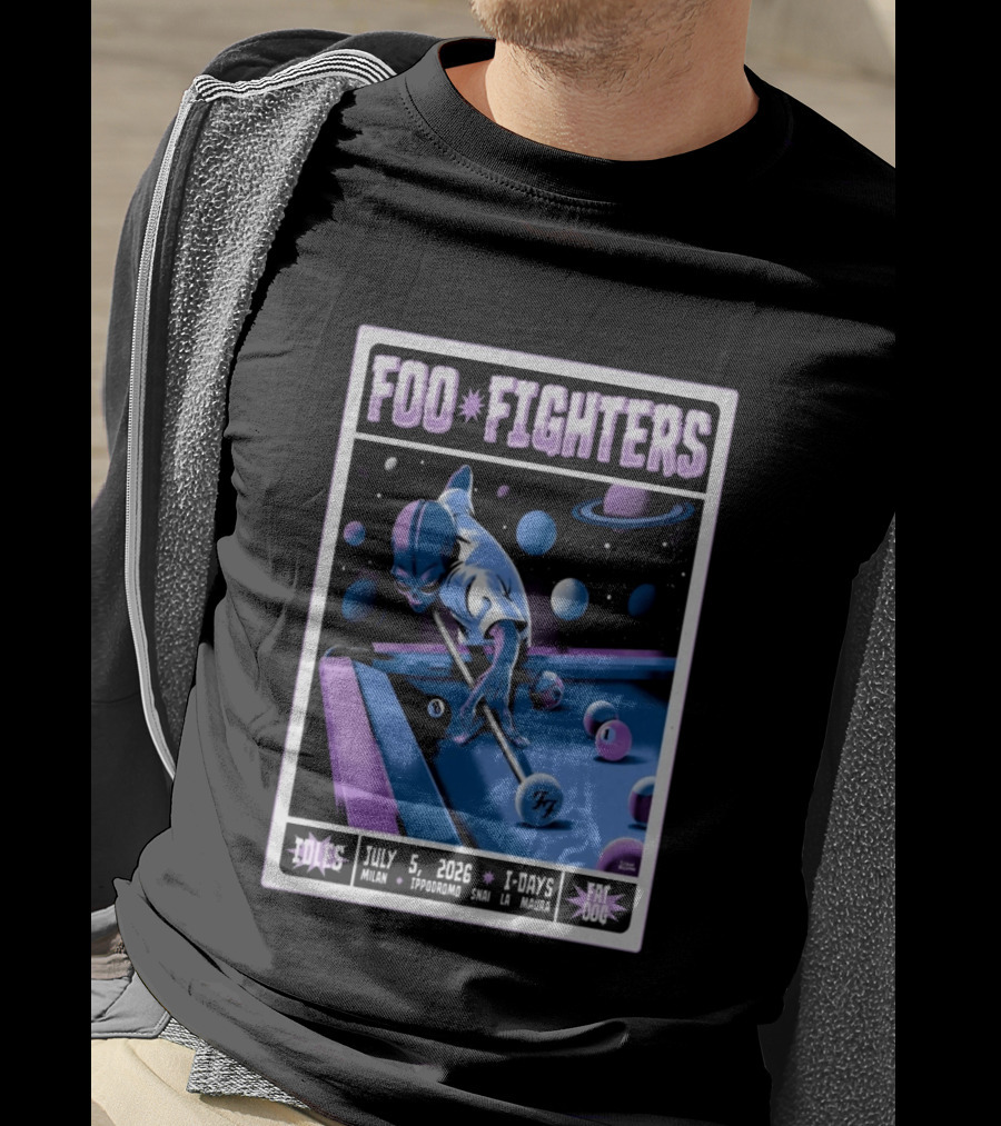 Foo Fighters July 5 2026 Milan Ippodromo Snai La Maura Tour I Days Alien Billiards T-Shirt