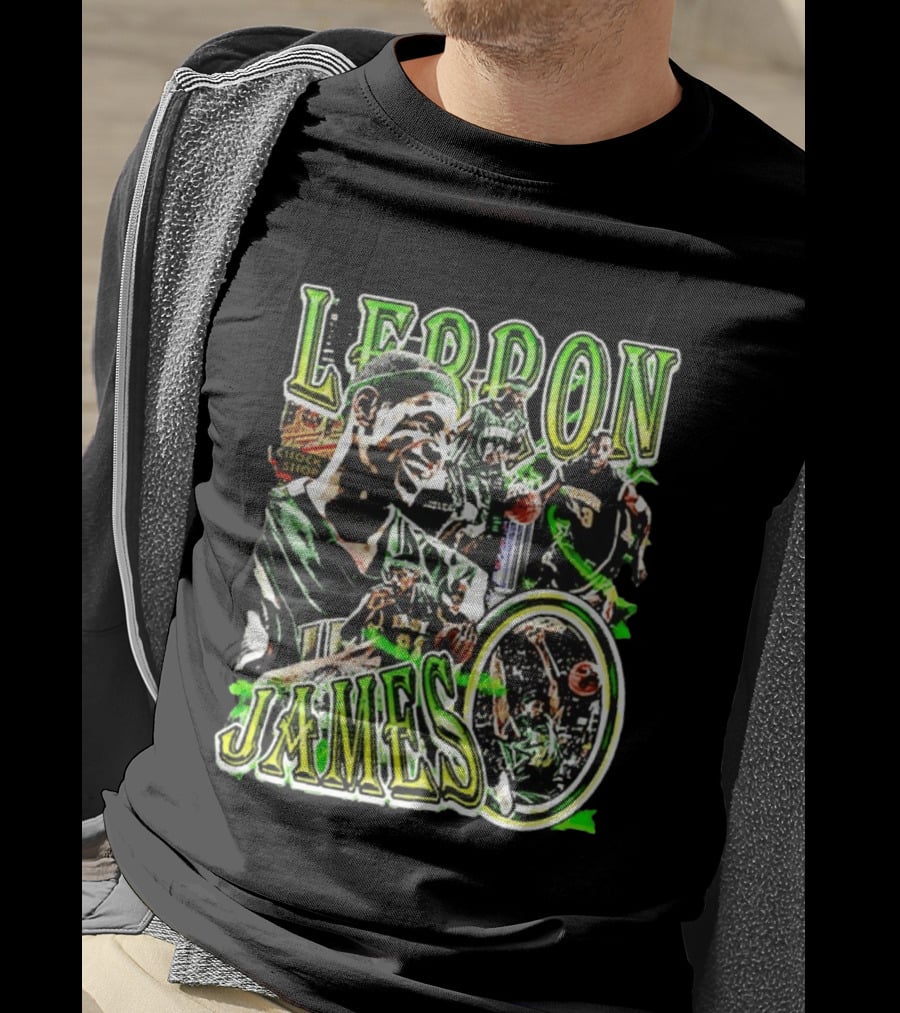 LeBron James Irish St. Patrick's Day Green Collage Basketball T-Shirt