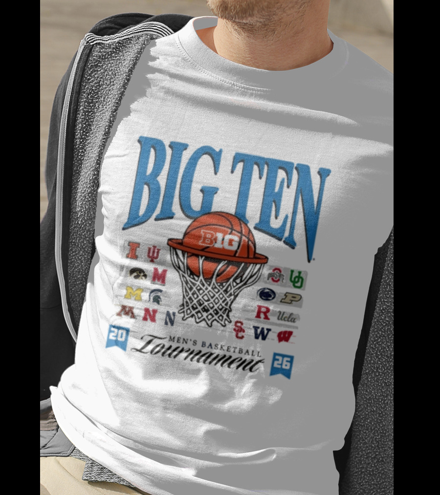 2026 Big Ten Men's Basketball Tournament Indiana Michigan Purdue Team Logos T-Shirt