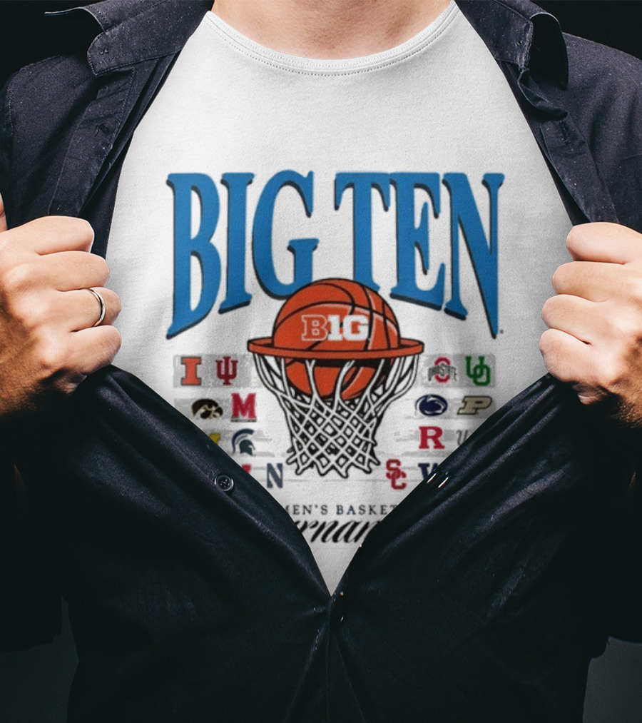 2026 Big Ten Men's Basketball Tournament Indiana Michigan Purdue Team Logos T-Shirt