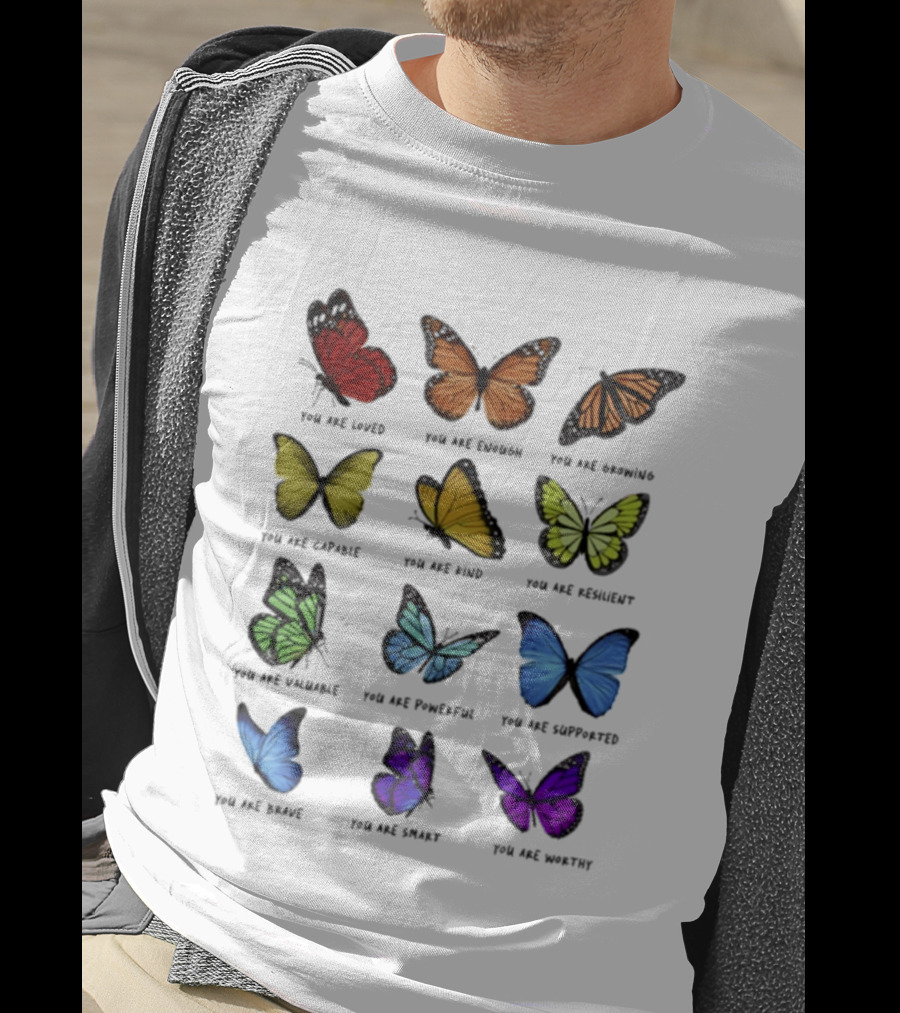 Charlotte Flair Butterfly Affirmations You Are Loved Brave Enough Capable Kind Resilient Valuable Powerful Supported Unique Smart Worthy T-Shirt