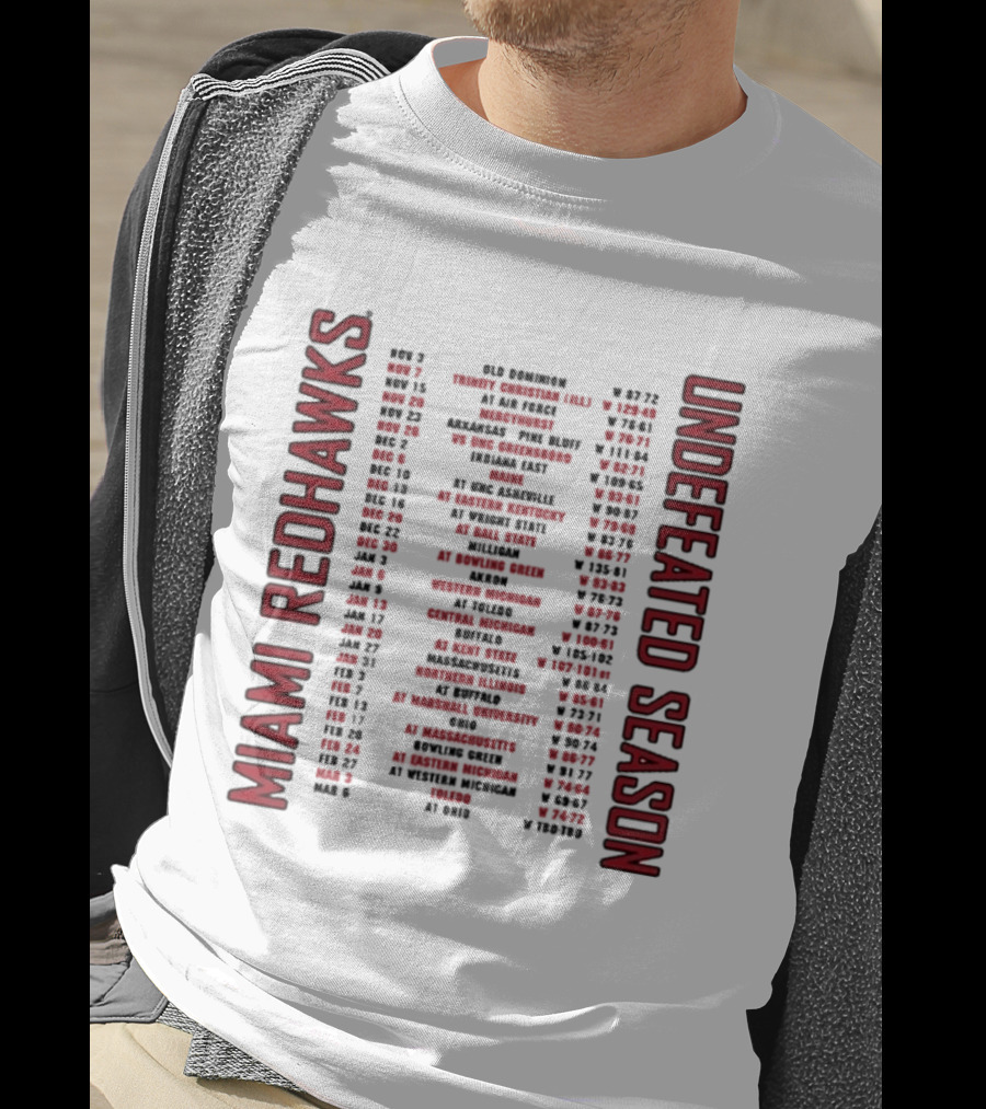 Miami RedHawks 2026 Men's Basketball Undefeated Season Schedule Historic Wins T-Shirt