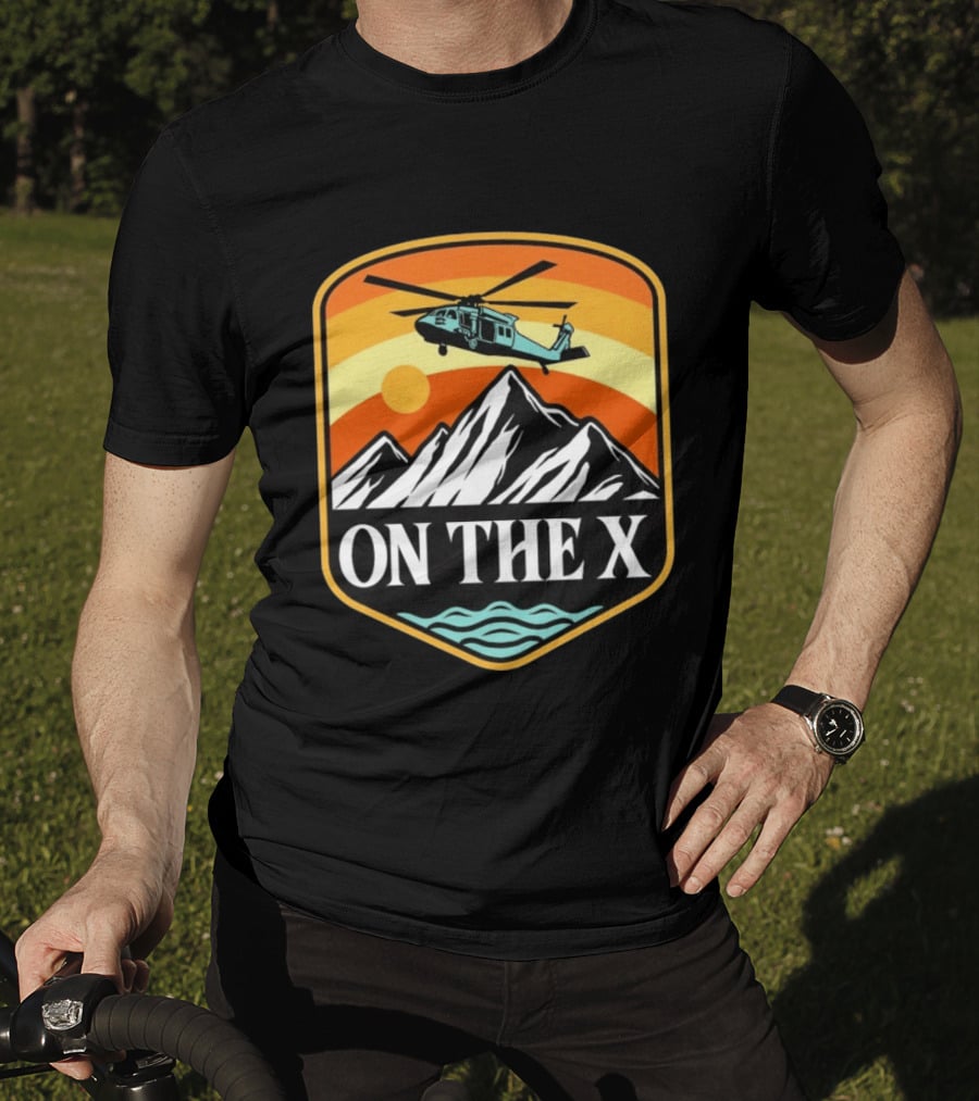 Otx Nation On The X Blackhawk Helicopter Mountain Sunset T-Shirt