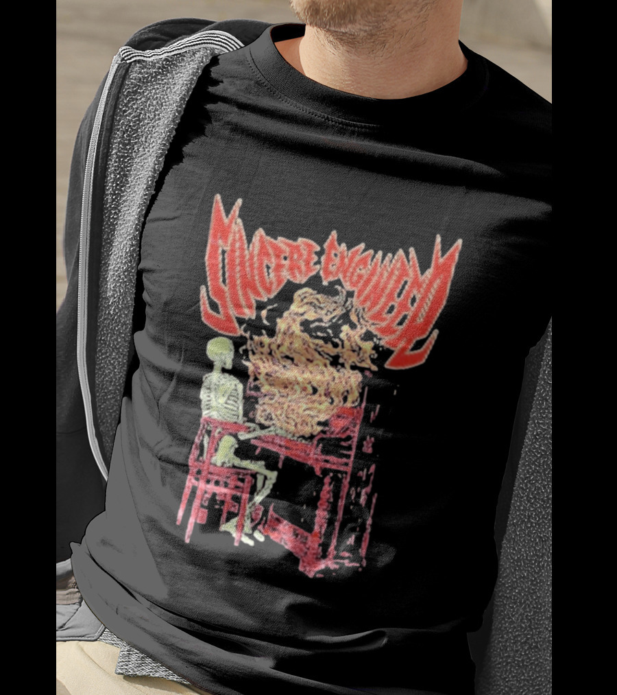 Sincere Engineer Skeleton With Flaming Piano T-Shirt