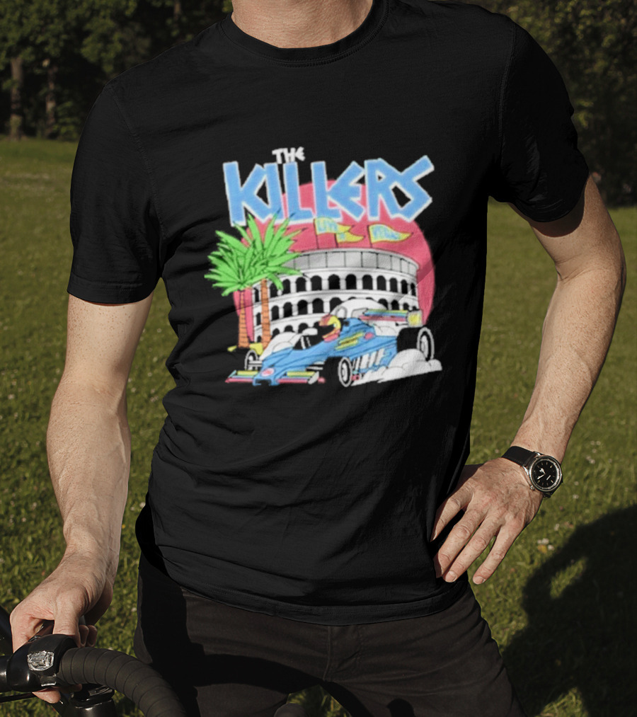 The Killers Hot Fuss Palm Trees Race Car Stadium Scene T-Shirt