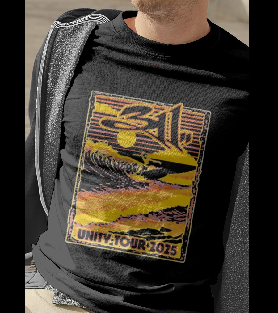 311 Unity Tour 2025 Surfer Wave Art With Sunset T-Shirt