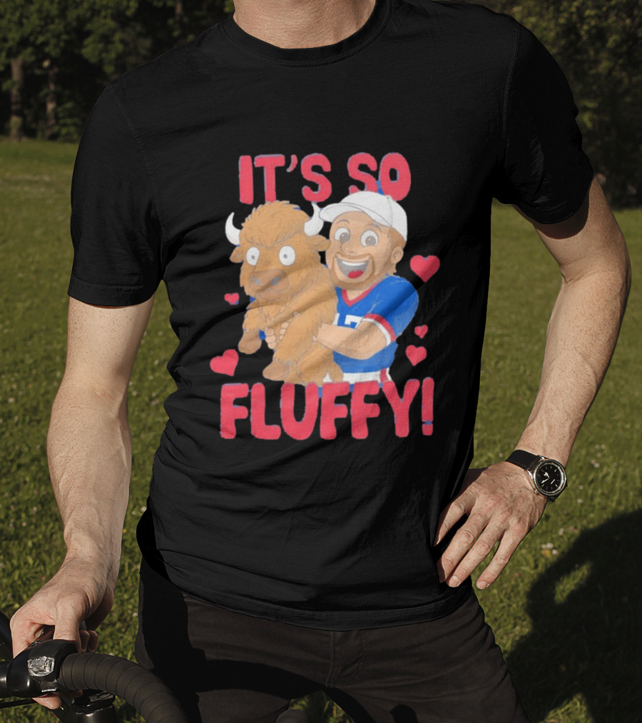 It's So Fluffy Josh Allen Buffalo Bills Cartoon Hearts T-Shirt