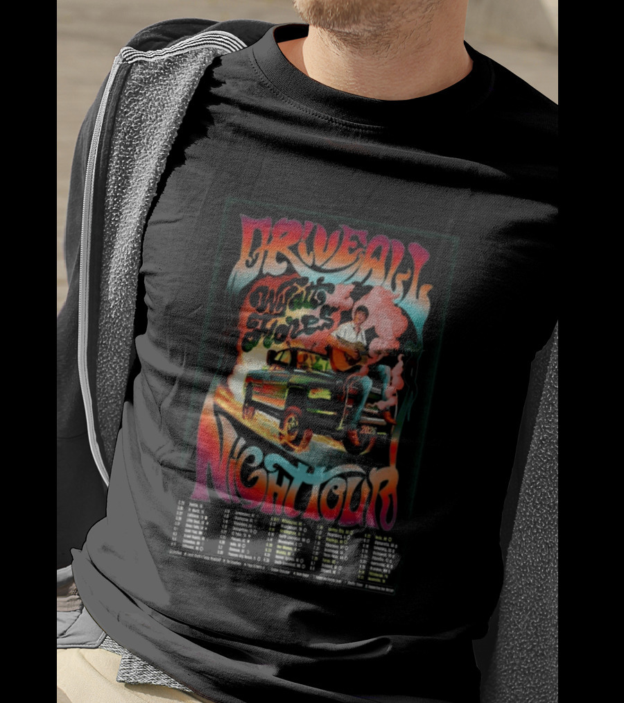Drive All Night Wyatt Flores Tour 2026 With Retro Truck And Guitar T-Shirt