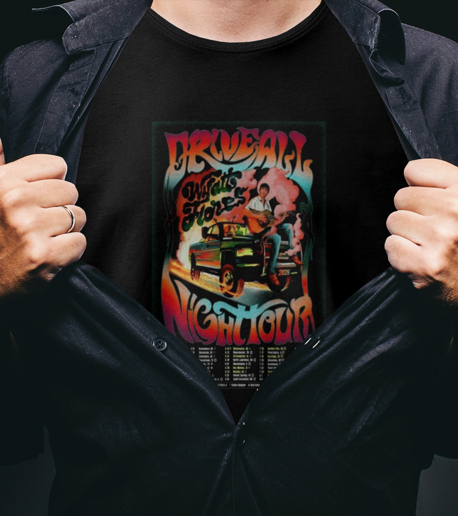 Drive All Night Wyatt Flores Tour 2026 With Retro Truck And Guitar T-Shirt