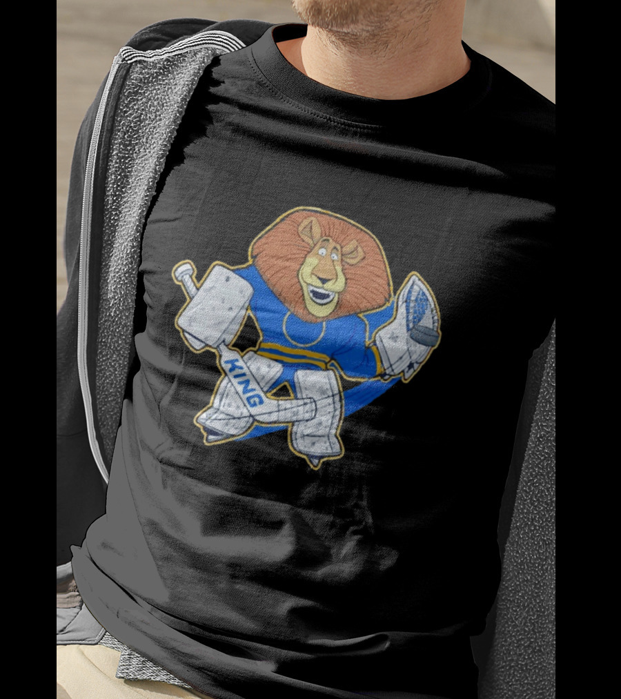 King Of The Crease Sabres Hockey Goalie Lion T-Shirt