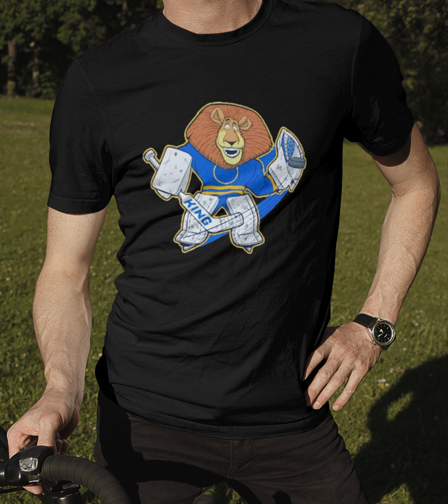 King Of The Crease Sabres Hockey Goalie Lion T-Shirt