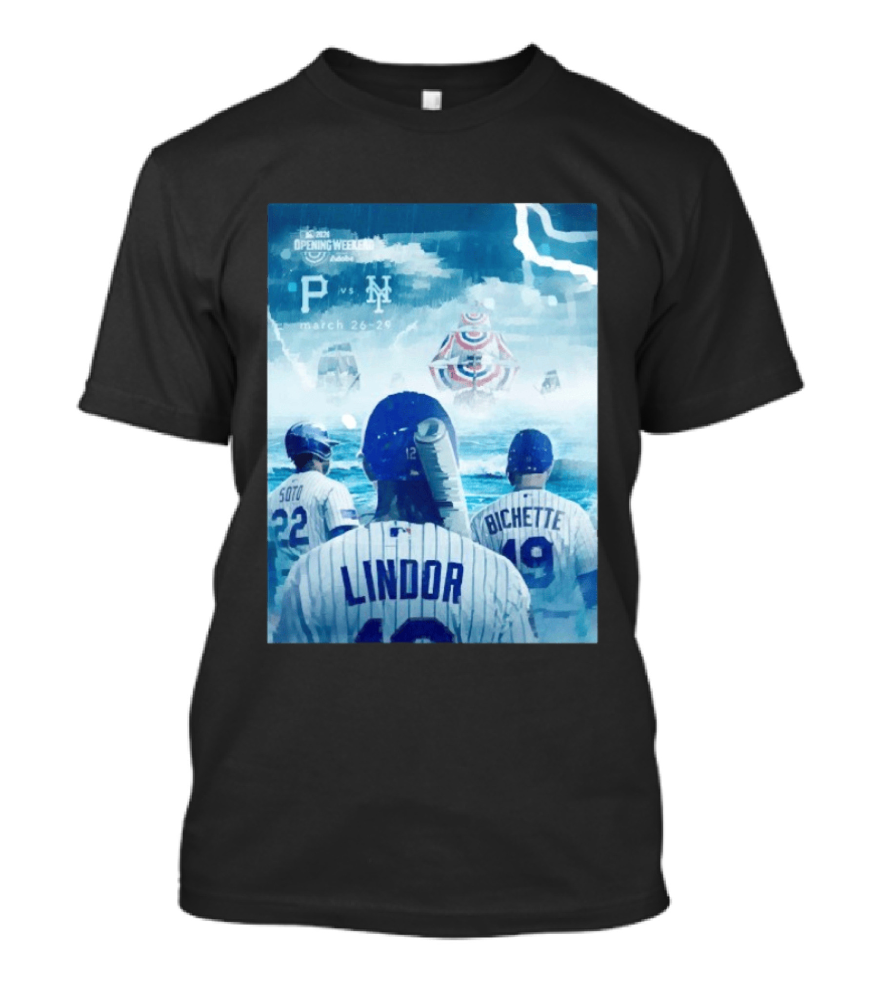 Lindor Soto Bichette New York Mets Vs Pirates 2026 MLB Opening Weekend March 26 29 T-Shirt
