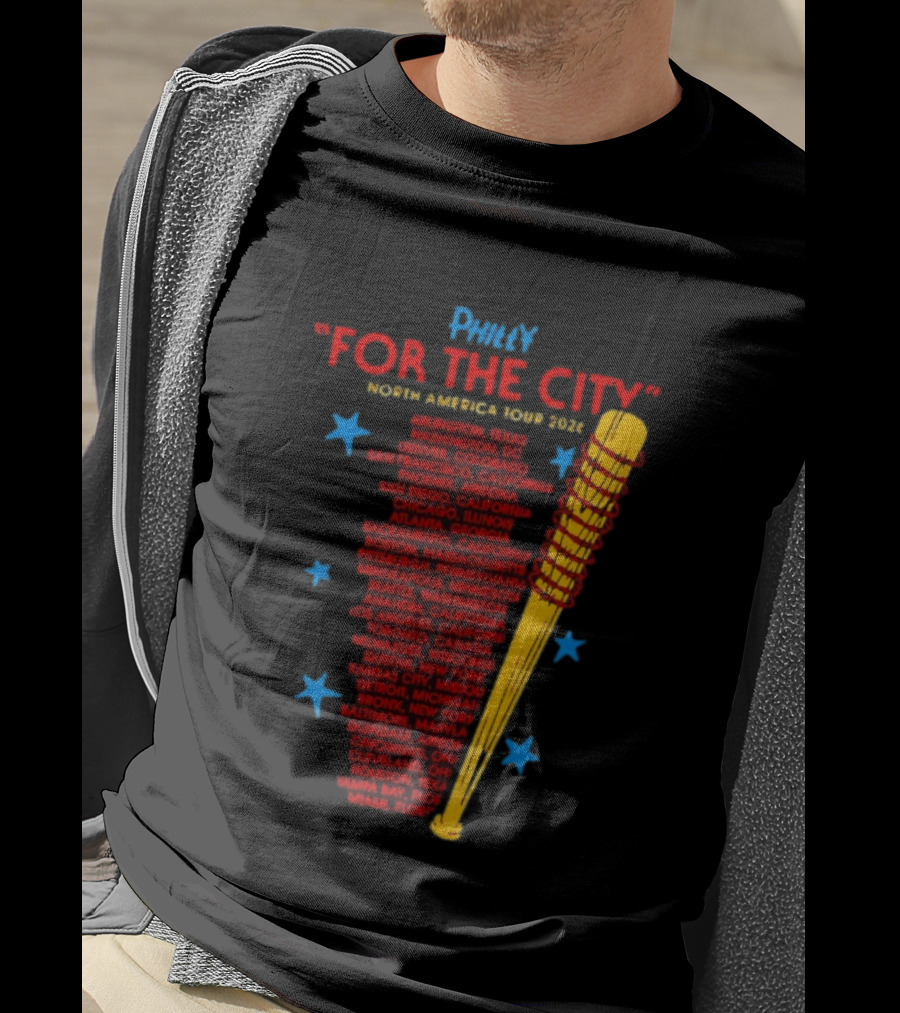 Philly For The City North America Tour 2026 Baseball Bat And Stars T-Shirt
