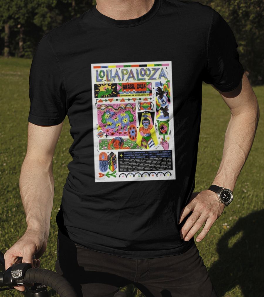 Lollapalooza Brasil 2026 Autódromo De Interlagos São Paulo Março 20 A 22 Sabrina Carpenter Tyler The Creator Deftones Lorde Lewis Capaldi T-Shirt