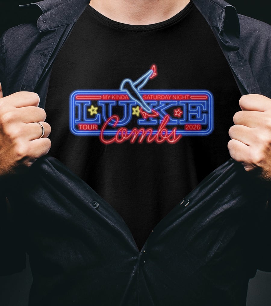 Luke Combs My Kinda Saturday Night Tour 2026 Neon T-Shirt