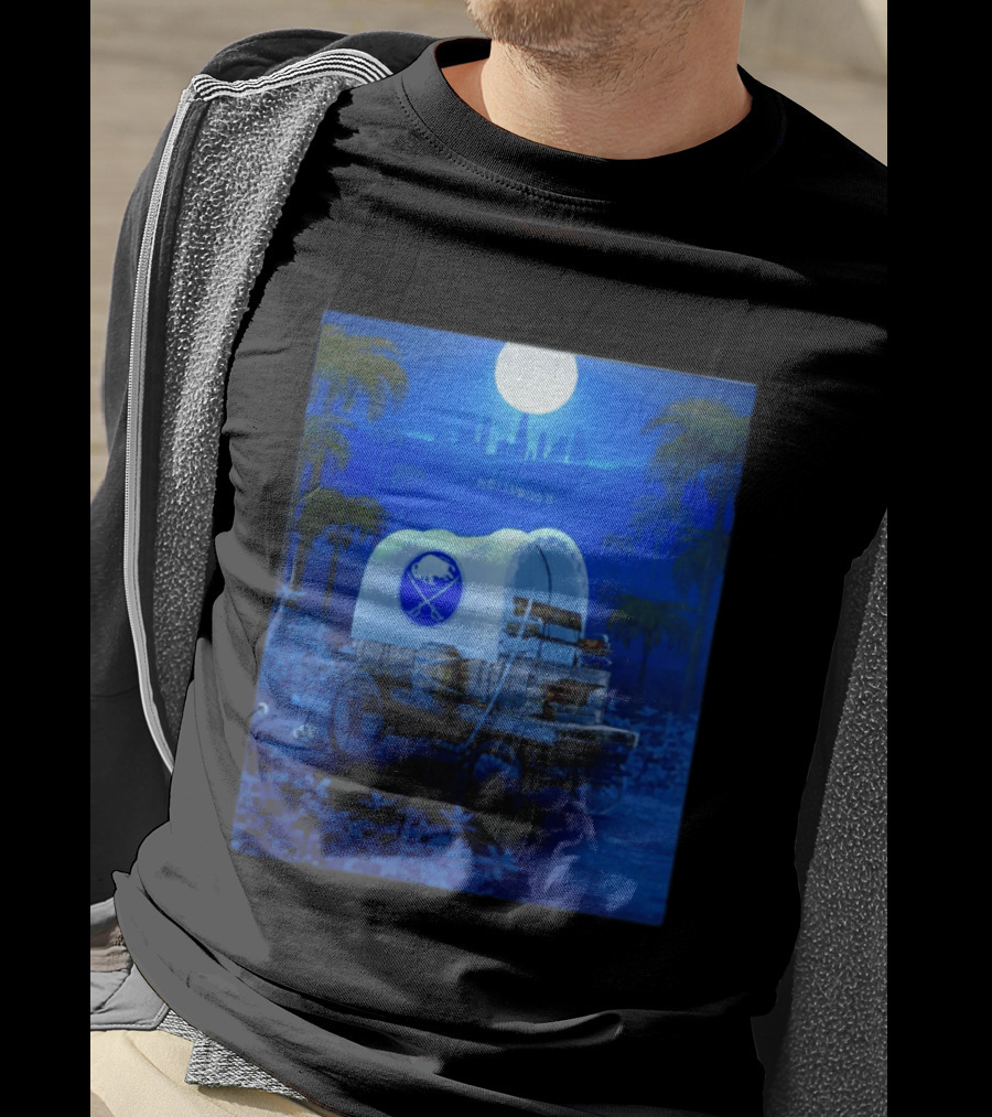 Buffalo Sabres Covered Wagon Hollywood Full Moon Scene T-Shirt