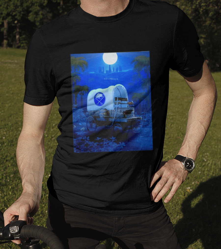Buffalo Sabres Covered Wagon Hollywood Full Moon Scene T-Shirt